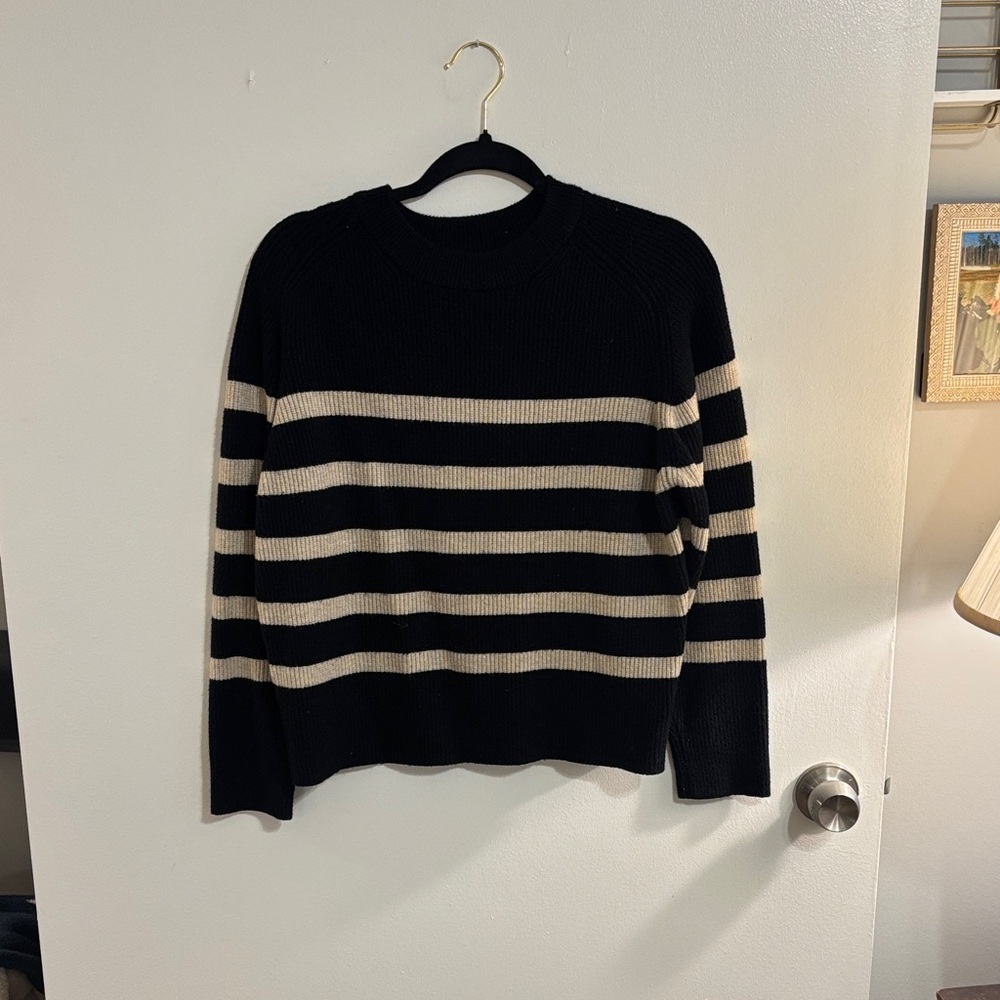 a new day Black and Tan Striped Crew Neck Sweater